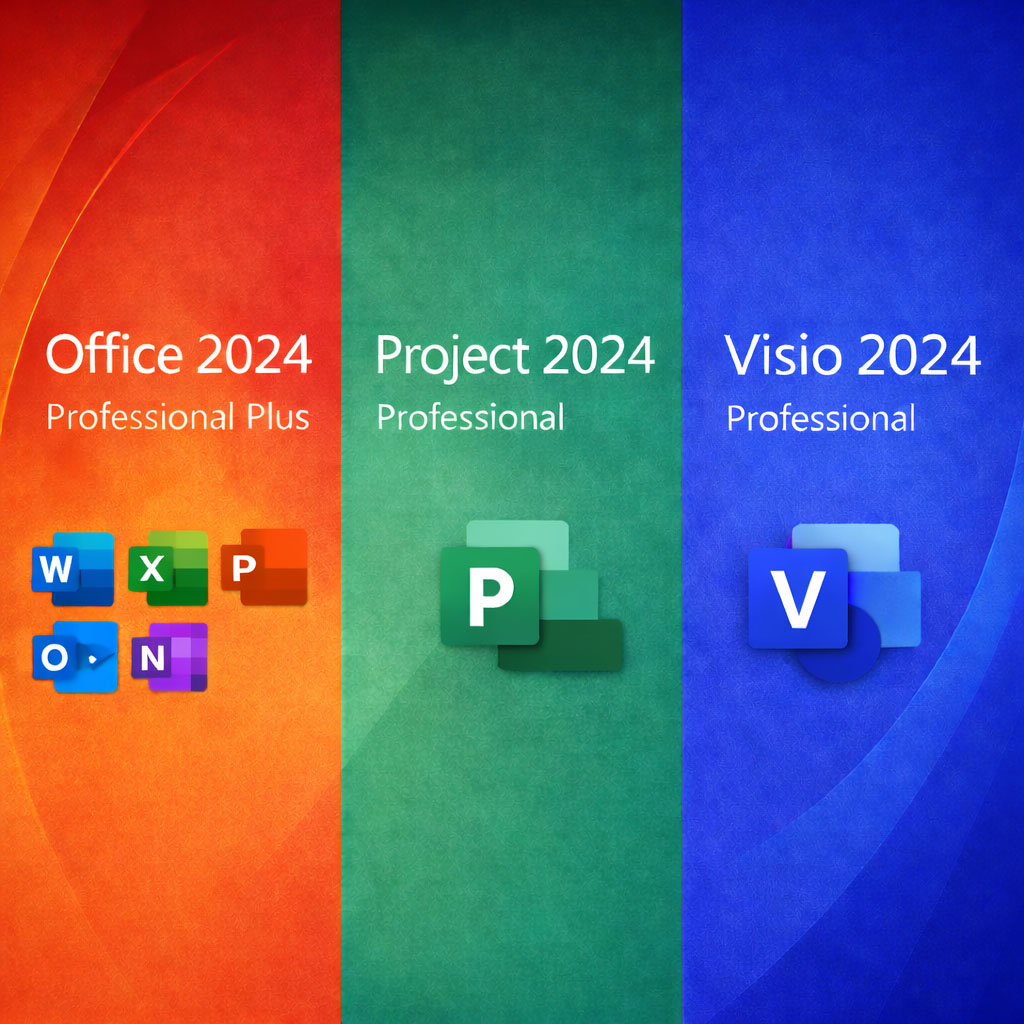 BUNDLE: Microsoft Office Professional 2024 + Microsoft Project 2024 + Microsoft Visio 2024