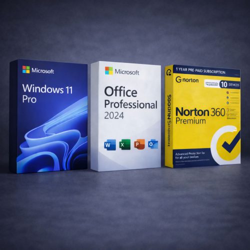 Bundle: Microsoft Windows 11 Pro + Office 2024 Pro + Norton 360 Premium
