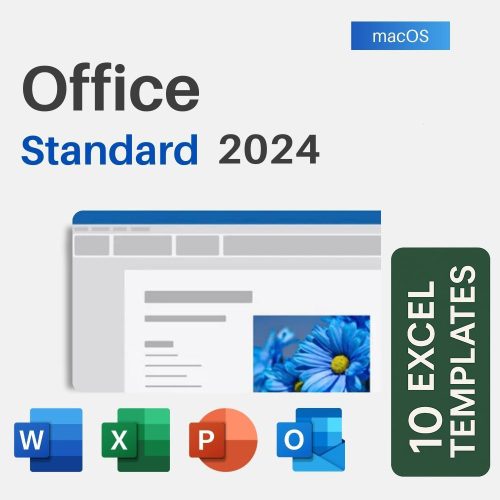 Microsoft Office Standard 2024 for Mac (Instant Delivery) + 10 Essential Excel Sheets Templates