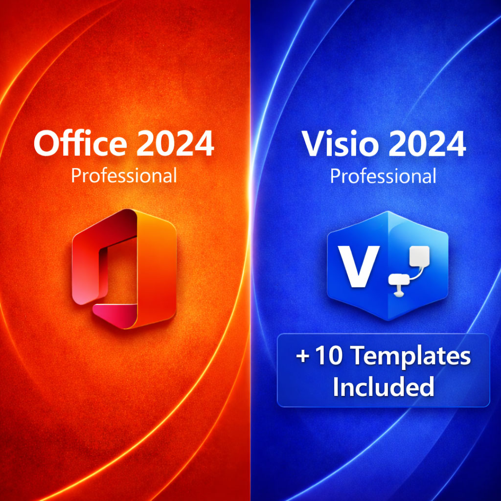 VISIO BUNDLE: Microsoft Office Professional 2024 + Microsoft Visio 2024 + Visio Templates