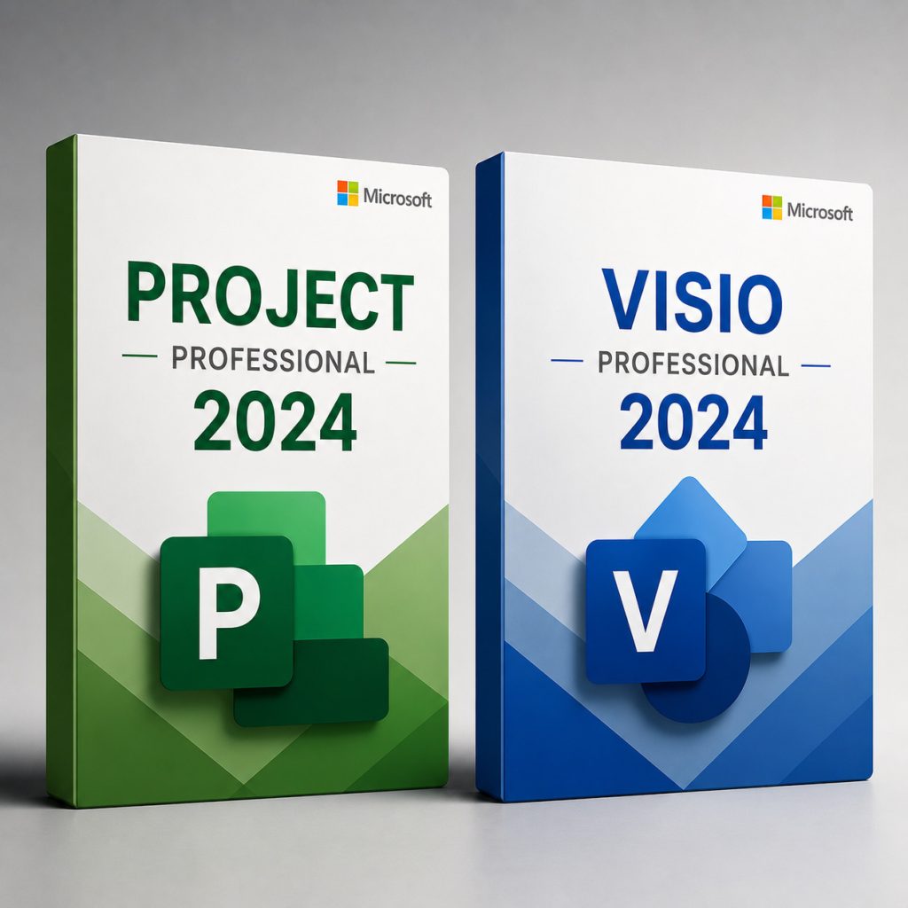 Microsoft Project Professional 2024 + Visio Professional 2024 (2 Keys, 1 PC Each, Lifetime License)