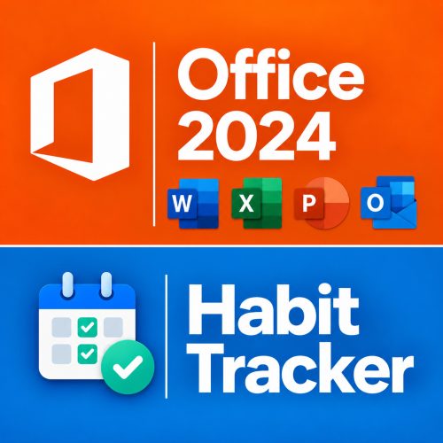 Microsoft Office Standard 2024 (Windows 10/11, Instant Delivery) + Premium Habit Tracker & Life Planner